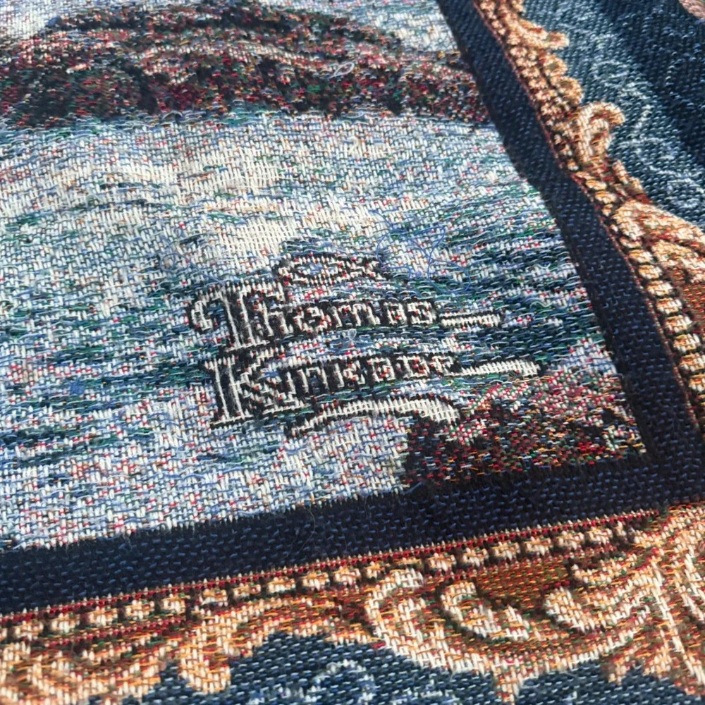 B+ Thomas Kinkade Painter of Light Lighthouse Woven Tapestry Throw Blanket 48x60